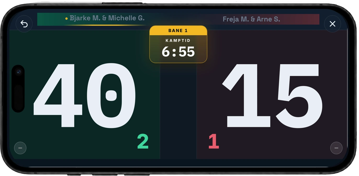 Telefonen i landskab som pointtavle: 40–15, kamptid 6:55