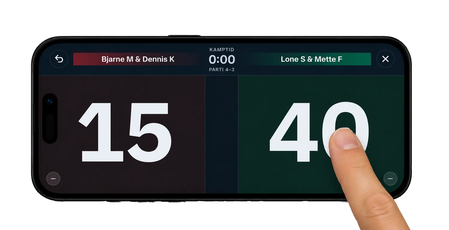 Live scoring på telefonen — tap for at score